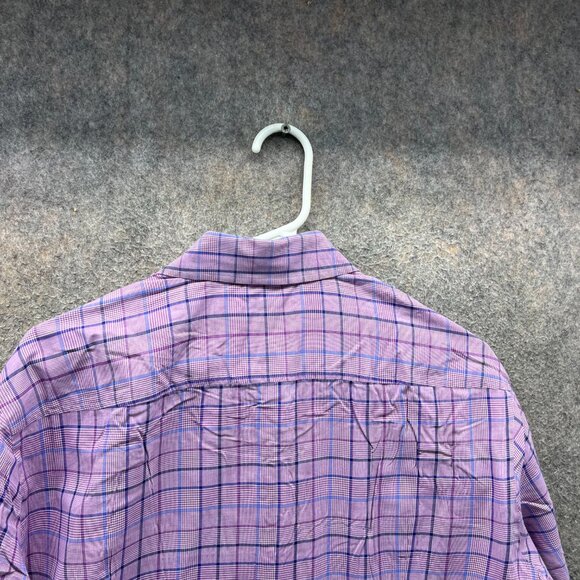 Hugo Boss Dress Shirt Men 16.5 42 Pink Button Down Windowpane Dress Slim Classic - Picture 9 of 10